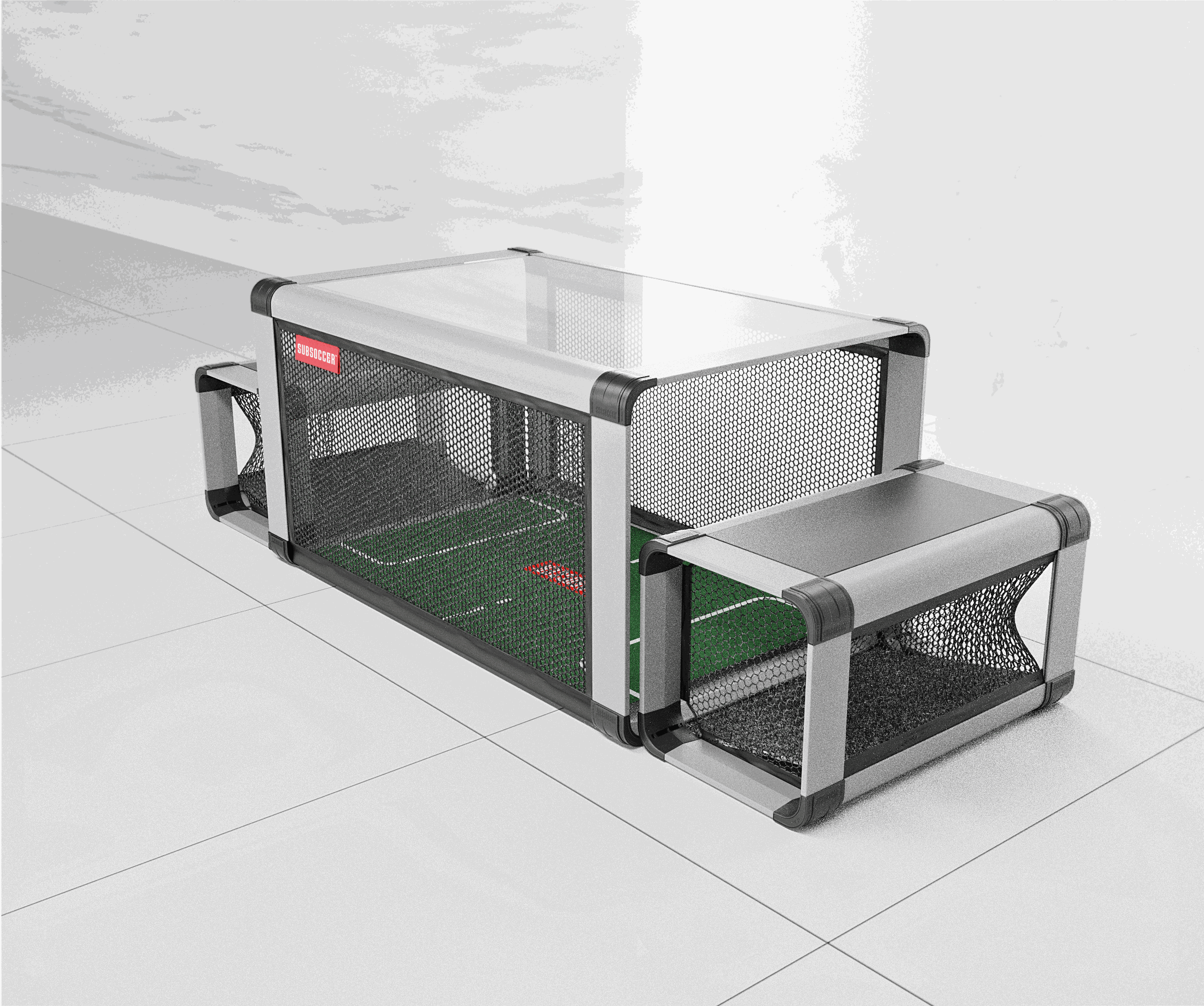 Subsoccer S7 durable indoor outdoor tabletop soccer game with sleek metal frame and netting